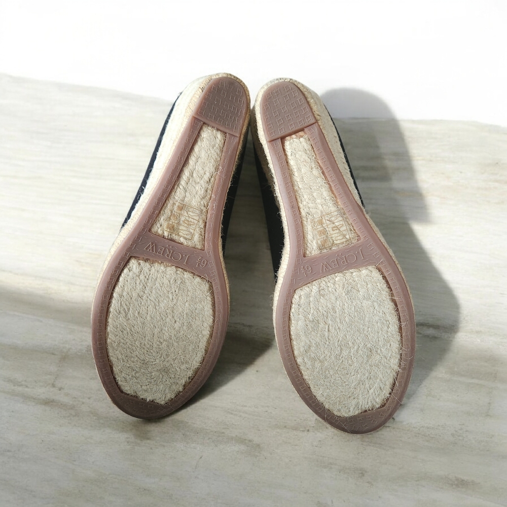 J. Crew Black and Cream Wedge Espadrilles Size 6.5 - Picture 6 of 6